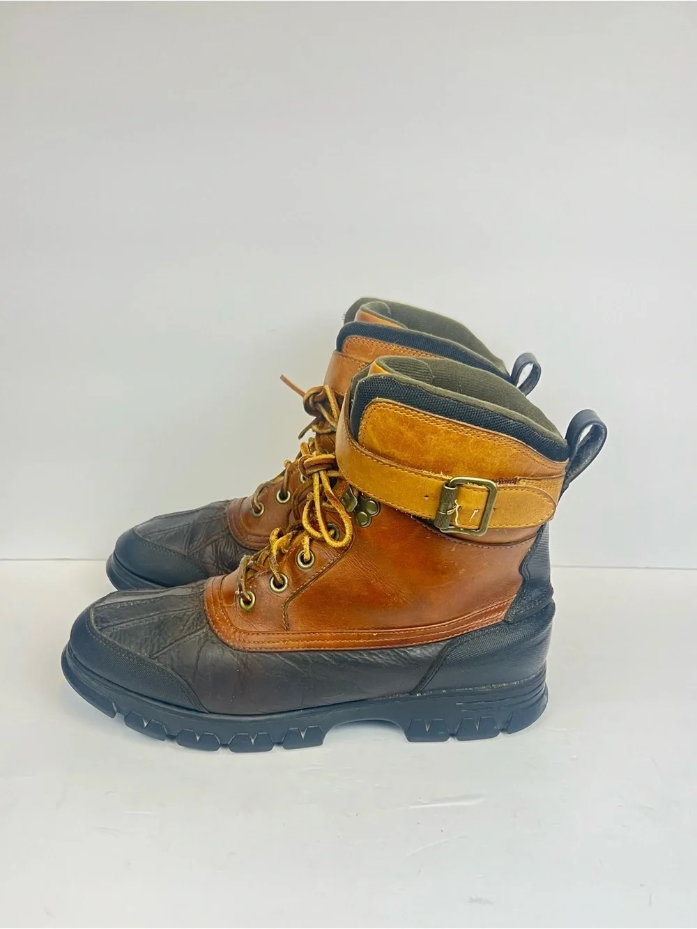 Vintage Polo Sport Ralph Lauren  12 D Briarwood Tan Hogeland Boots Buckle MG1613